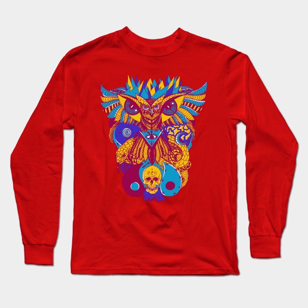 Triad Owl And Ageless Skull Long Sleeve T-Shirt by kenallouis